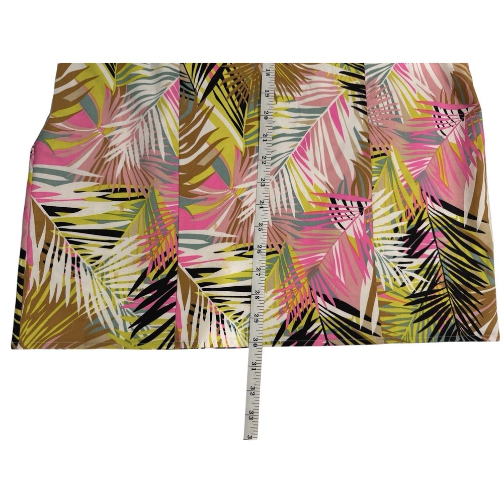 H&M‎ Strapless Tropical Palm Print Dress Size 14 Sweetheart A-Line - Picture 14 of 16
